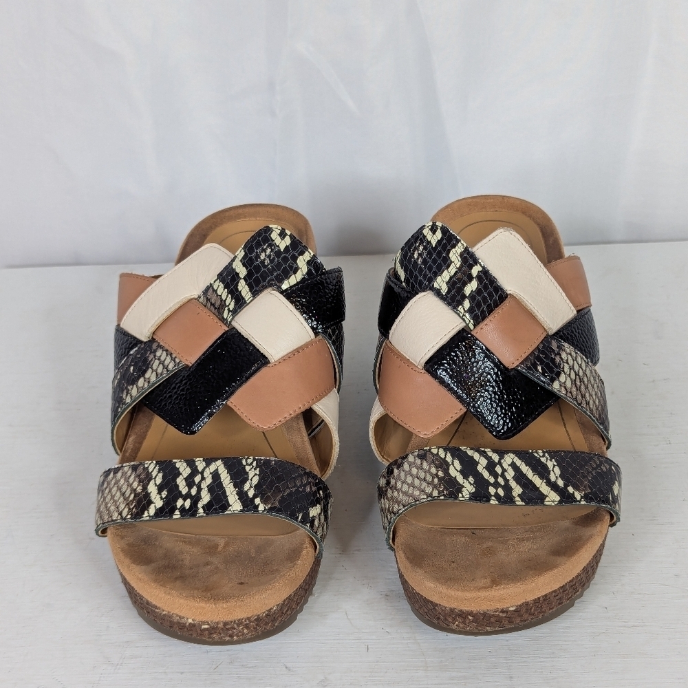 Vionic Tara Ray Snakeskin Leather Wedge Slide Sandals Heels - Size - Picture 5 of 7